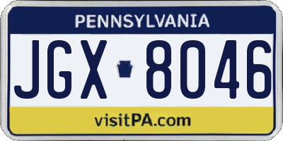 PA license plate JGX8046