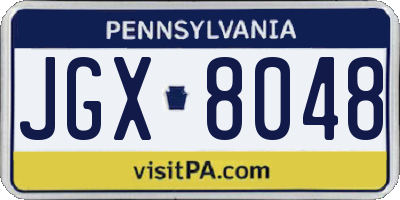 PA license plate JGX8048