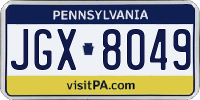 PA license plate JGX8049