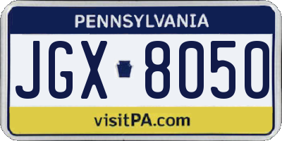 PA license plate JGX8050