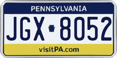PA license plate JGX8052