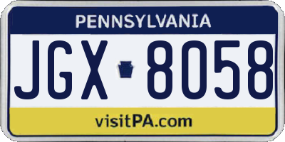 PA license plate JGX8058
