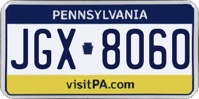 PA license plate JGX8060