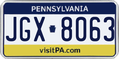 PA license plate JGX8063