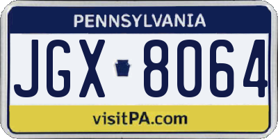 PA license plate JGX8064
