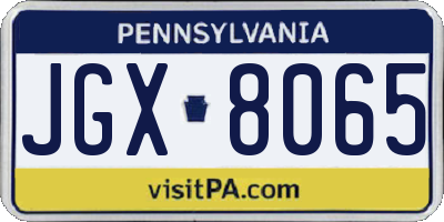 PA license plate JGX8065