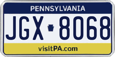 PA license plate JGX8068