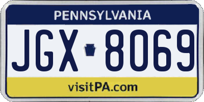 PA license plate JGX8069