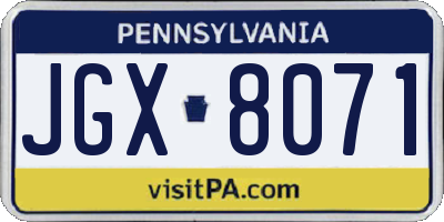PA license plate JGX8071