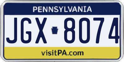 PA license plate JGX8074