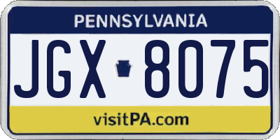 PA license plate JGX8075
