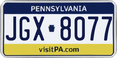 PA license plate JGX8077
