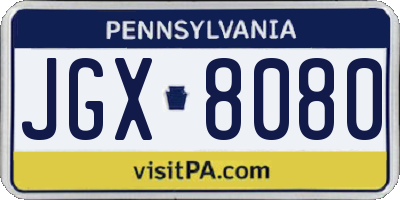 PA license plate JGX8080