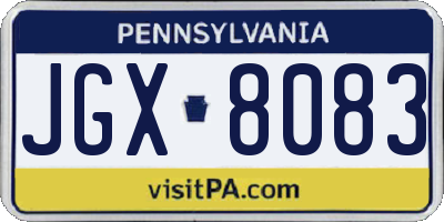 PA license plate JGX8083