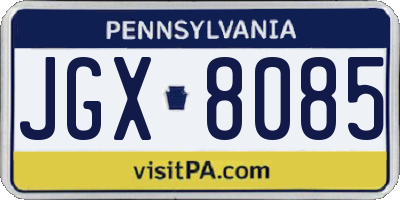 PA license plate JGX8085