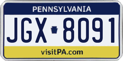 PA license plate JGX8091