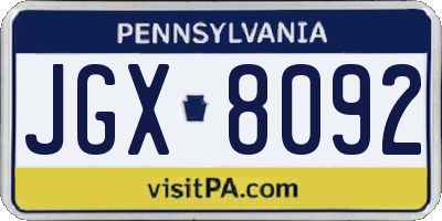 PA license plate JGX8092