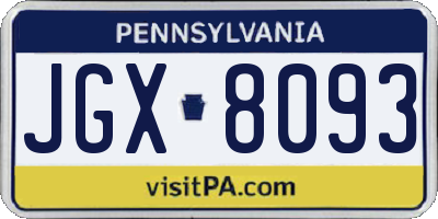 PA license plate JGX8093