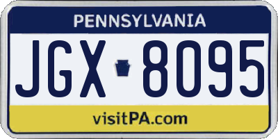 PA license plate JGX8095