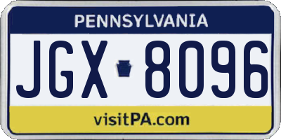 PA license plate JGX8096