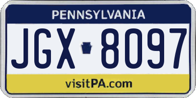 PA license plate JGX8097