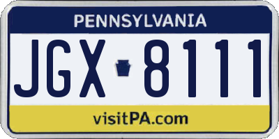 PA license plate JGX8111