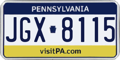PA license plate JGX8115