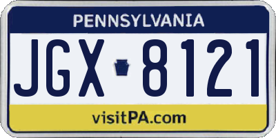 PA license plate JGX8121