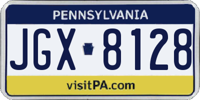 PA license plate JGX8128