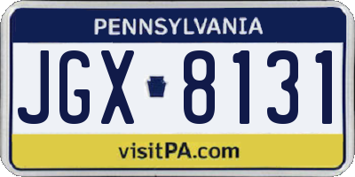 PA license plate JGX8131