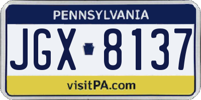 PA license plate JGX8137