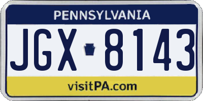 PA license plate JGX8143