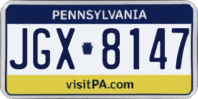 PA license plate JGX8147