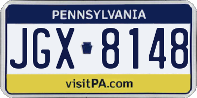 PA license plate JGX8148