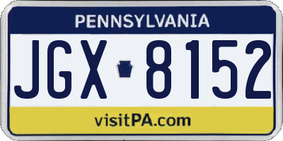 PA license plate JGX8152