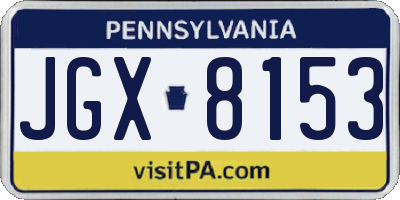 PA license plate JGX8153