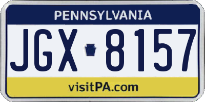 PA license plate JGX8157