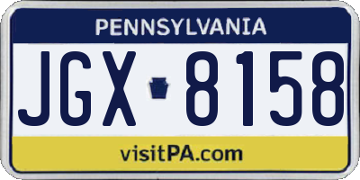 PA license plate JGX8158