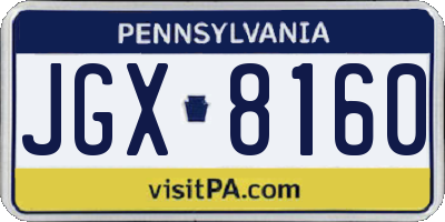 PA license plate JGX8160