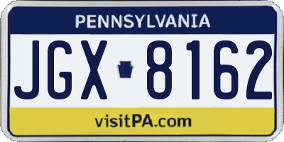 PA license plate JGX8162