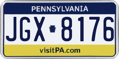 PA license plate JGX8176