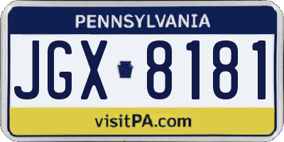 PA license plate JGX8181