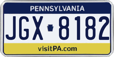 PA license plate JGX8182