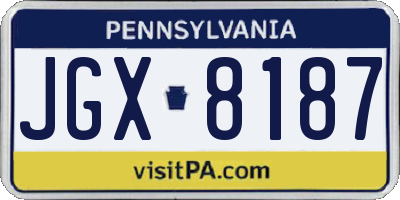 PA license plate JGX8187