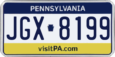 PA license plate JGX8199