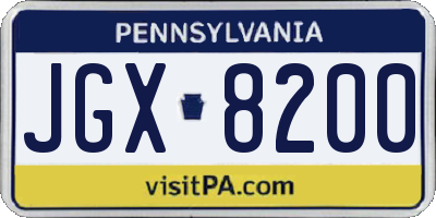 PA license plate JGX8200