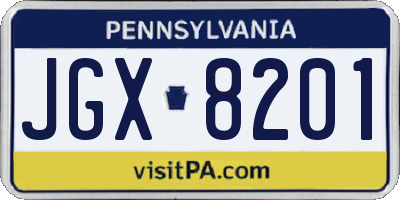 PA license plate JGX8201
