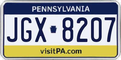 PA license plate JGX8207