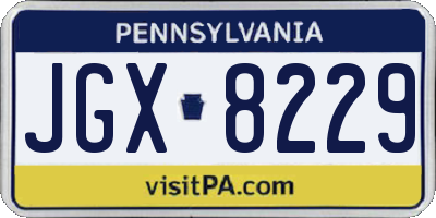 PA license plate JGX8229