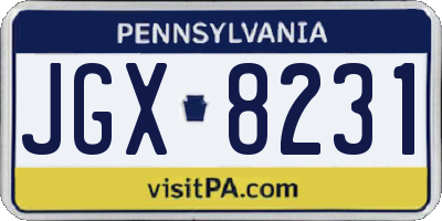 PA license plate JGX8231